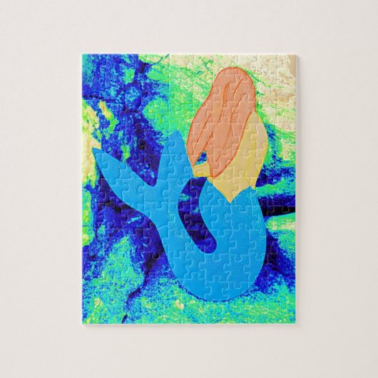 blauw-staartvormig design legpuzzel (Verticaal)