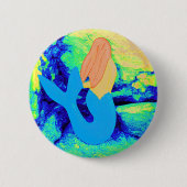 blauw-staartvormig design ronde button 5,7 cm (Voorkant)