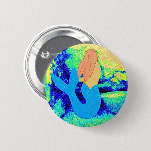 blauw-staartvormig design ronde button 5,7 cm (Voorkant /achterkant)