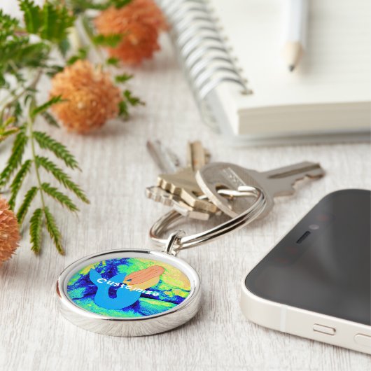 blauw-staartvormig design sleutelhanger (Zijkant)