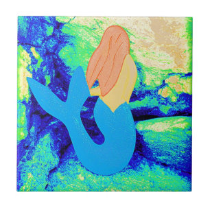 blauw-staartvormig design tegeltje