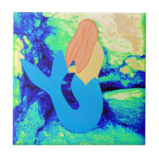blauw-staartvormig design tegeltje (Voorkant)