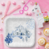  blauw-stadsmonkerst papieren bordje (Feest)