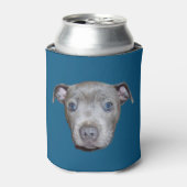 Blauw Staffordshire Bull Terrier gezicht, blauw Blikjeskoeler (Blikje Voorkant)