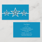 Blauw Star 3 sterren visitekaartje blauw (Voorkant / Achterkant)