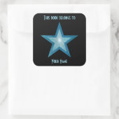 Blauw Star-boekplate sticker zwart (Tas)