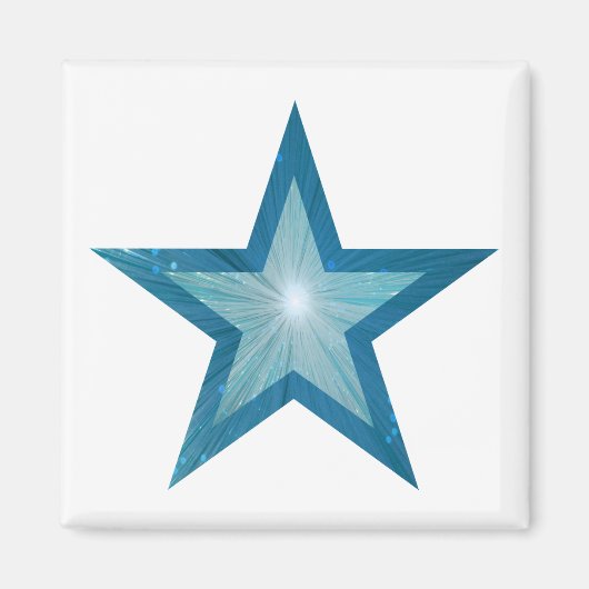 Blauw Star friet magneet wit (Voorkant)