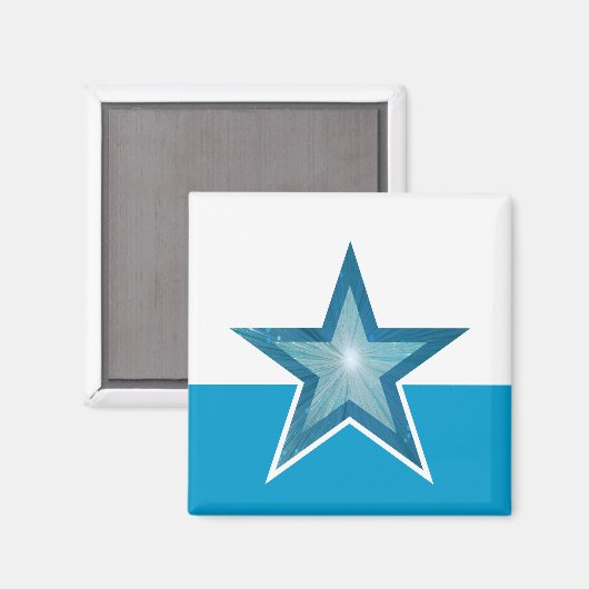 Blauw Star friet magneet wit blauw (Voorkant / Achterkant)
