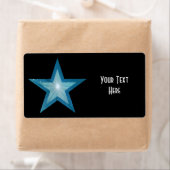 Blauw Star 'Jouw tekst'-label groot zwart Etiket (Insitu)