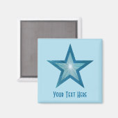 Blauw Star 'Jouw tekst' magneet vierkant bleek bla (Voorkant / Achterkant)
