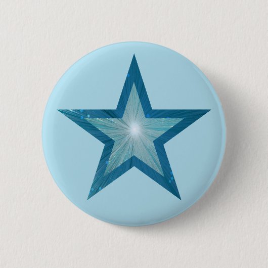 Blauw Star-knop bleek blauw Ronde Button 5,7 Cm (Voorkant)