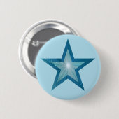 Blauw Star-knop bleek blauw Ronde Button 5,7 Cm (Voorkant /achterkant)