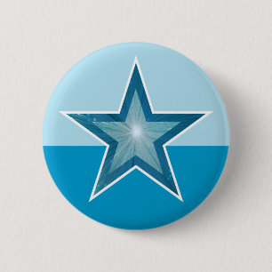 Blauw Star-knop twee tinblauw Ronde Button 5,7 Cm