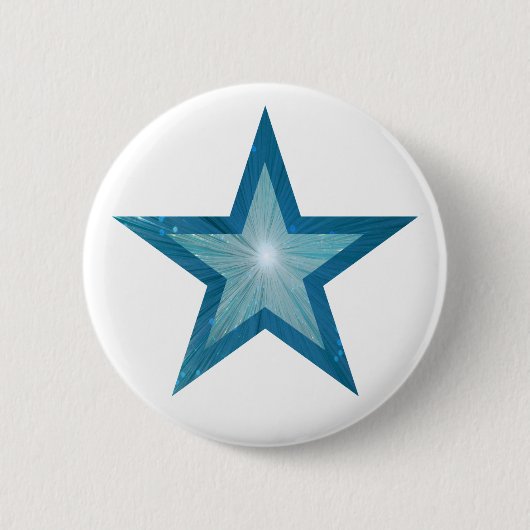 Blauw Star-knop wit Ronde Button 5,7 Cm (Voorkant)