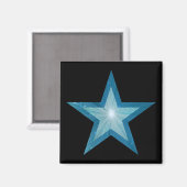 Blauw Star-koelkast magneet zwart (Voorkant / Achterkant)