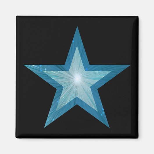 Blauw Star-koelkast magneet zwart (Voorkant)