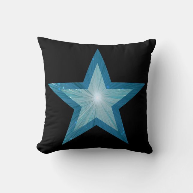 Blauw Star-logo met kussen, zwart Kussen (Voorkant)