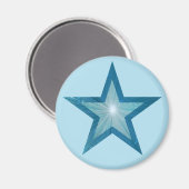 Blauw Star-magnetje rond bleek blauw Magneet (Voorkant / Achterkant)