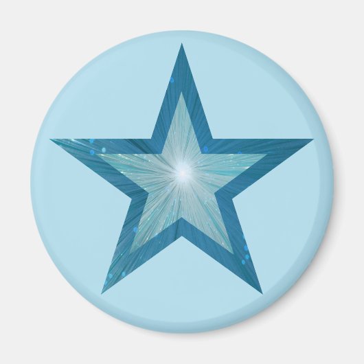 Blauw Star-magnetje rond bleek blauw Magneet (Voorkant)