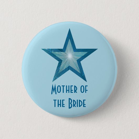 Blauw Star 'Moeder van de Bride'-knop blauw Ronde Button 5,7 Cm (Voorkant)