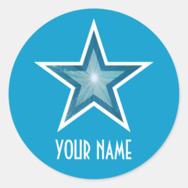 Blauw Star 'Name' rond sticker blauw