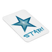 Blauw Star 'STAR!' flexibele magneet wit (Rechterzijde)
