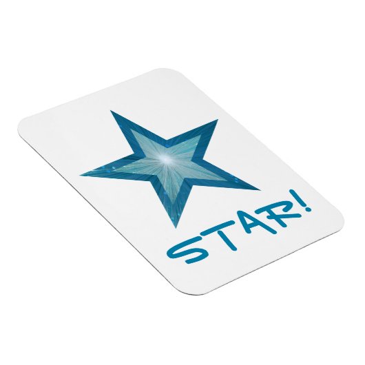 Blauw Star 'STAR!' flexibele magneet wit (Rechterzijde)