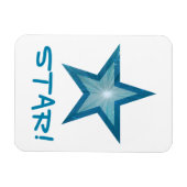 Blauw Star 'STAR!' flexibele magneet wit (Horizontaal)