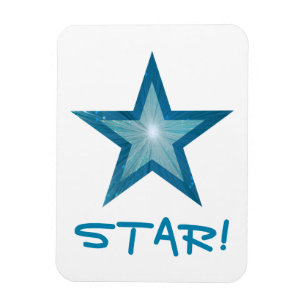 Blauw Star 'STAR!' flexibele magneet wit