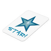 Blauw Star 'STAR!' flexibele magneet wit (Linkerzijde)