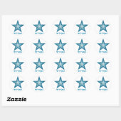 Blauw Star 'STAR' rond sticker wit (Vel)