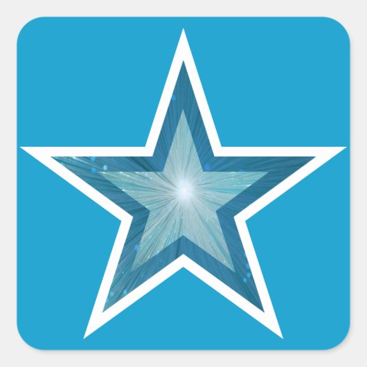 Blauw Star-sticker blauw Vierkante Sticker (Voorkant)