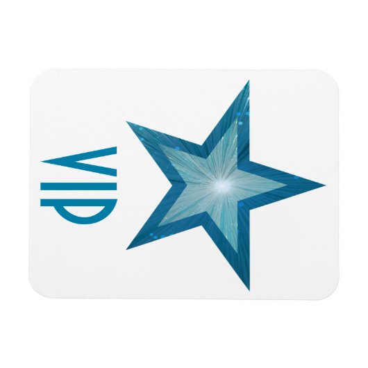 Blauw Star 'VIP' flexibele magneet wit (Horizontaal)