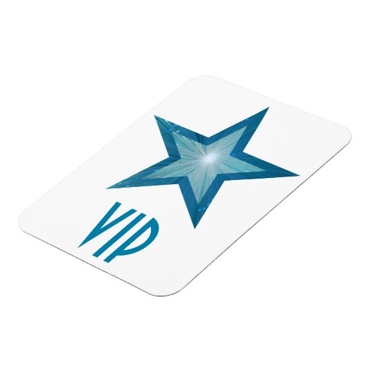 Blauw Star 'VIP' flexibele magneet wit (Linkerzijde)