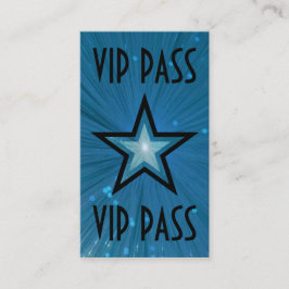 Blauw Star 'VIP PASS'-visitekaartje zwart terug Visitekaartje