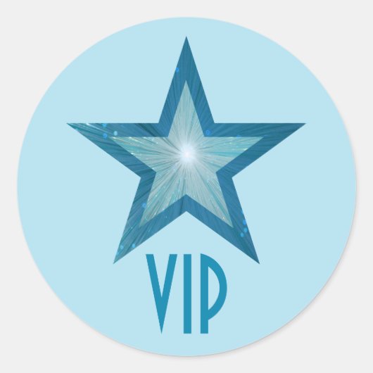 Blauw Star VIP-ronde sticker bleek blauw (Voorkant)