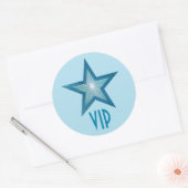 Blauw Star VIP-ronde sticker bleek blauw (Envelop)