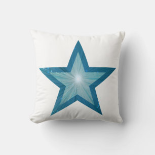 Blauw Star White 'Text' werpen kussen vierkant