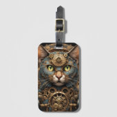 blauw steampunk cat AI art Bagagelabel (Voorkant (verticaal))