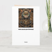 blauw steampunk cat AI art wenskaart Kaart (Achterkant)