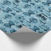 Blauw Steampunk Patroonpapier Cadeaupapier (Hoek)