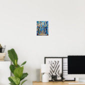 Blauw Steeg Poster Luxe Abstracte Olie Schildering (Thuiskantoor)