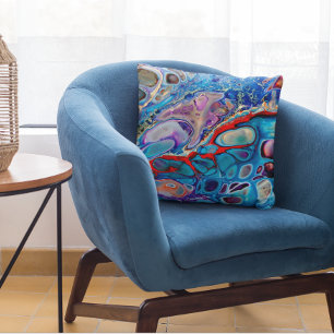 Blauw Steen Marmer Look Vloeibare Kunst Kussen Paa