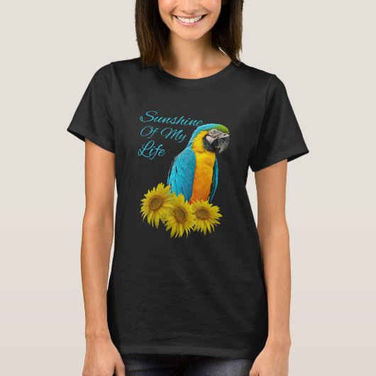 Blauw &stempel; Gold Macaw Parrot Sunshine Sunflow T-shirt (Voorkant)