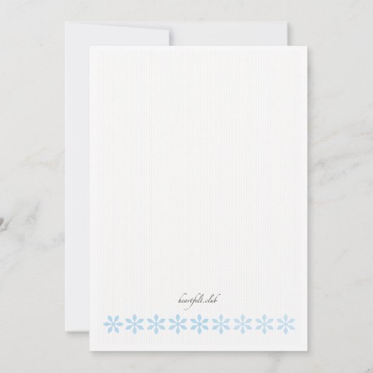 Blauw Stencil Bloem Lijst Kaart (Achterkant)