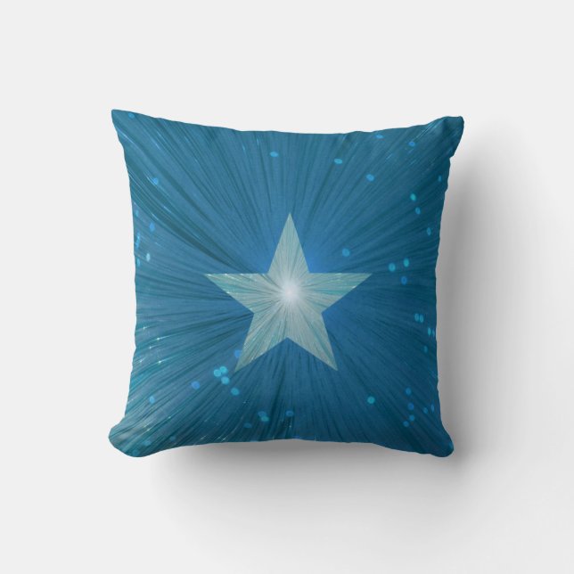Blauw Ster gedrukte sierkussen vierkant (Voorkant)