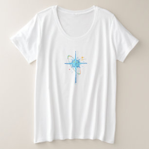 Blauw sterpatroon grote maat t-shirt