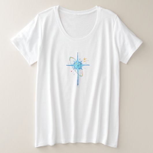 Blauw sterpatroon grote maat t-shirt (Design voorkant)