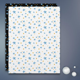 Blauw sterpatroon met gele stippen die schrapen