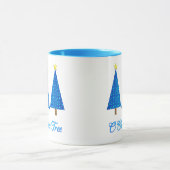 Blauw Sterpatroon Moderne Kerstbomen Mok (Midden)